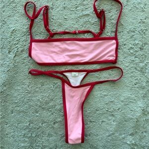 Pink and Red Bikini Set